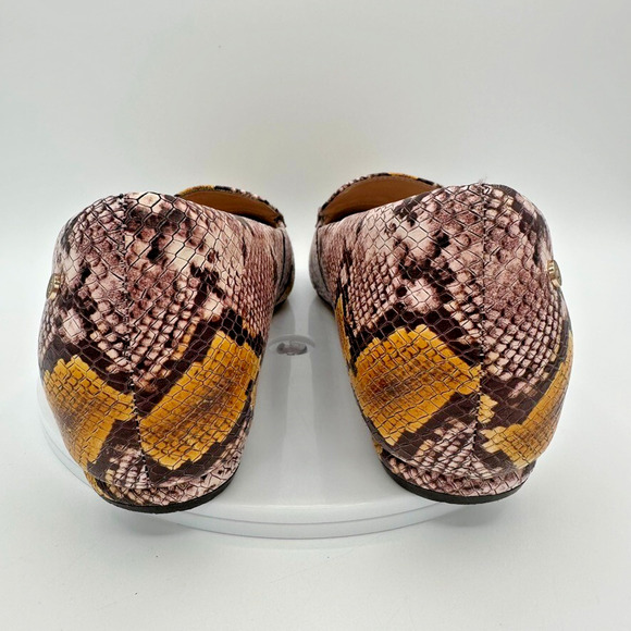 Frankie4 Faye Mustard Python Loafers Womens 8 Leather Prep Quiet Luxury Capsule - Picture 6 of 12